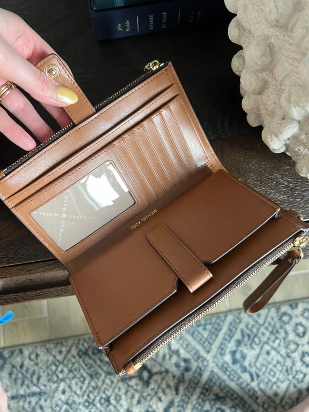 Michael Kors Dark Brown Signature Wristlet with Gold Logo - Picture 3 of 4